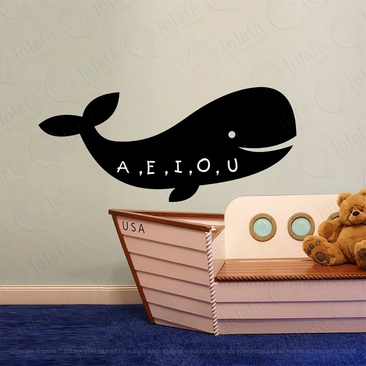 Baleia Adesivo Lousa Quadro Negro de Parede para Escrever com Giz Mod:80