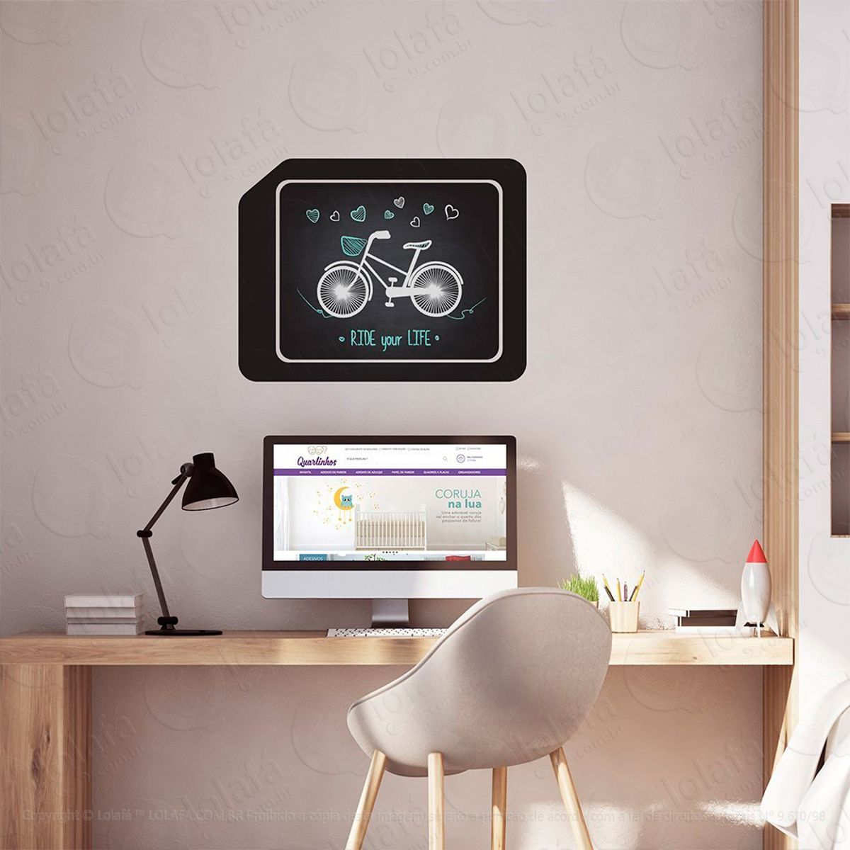 Moldura Adesivo Lousa Quadro Negro de Parede para Escrever com Giz Mod:95