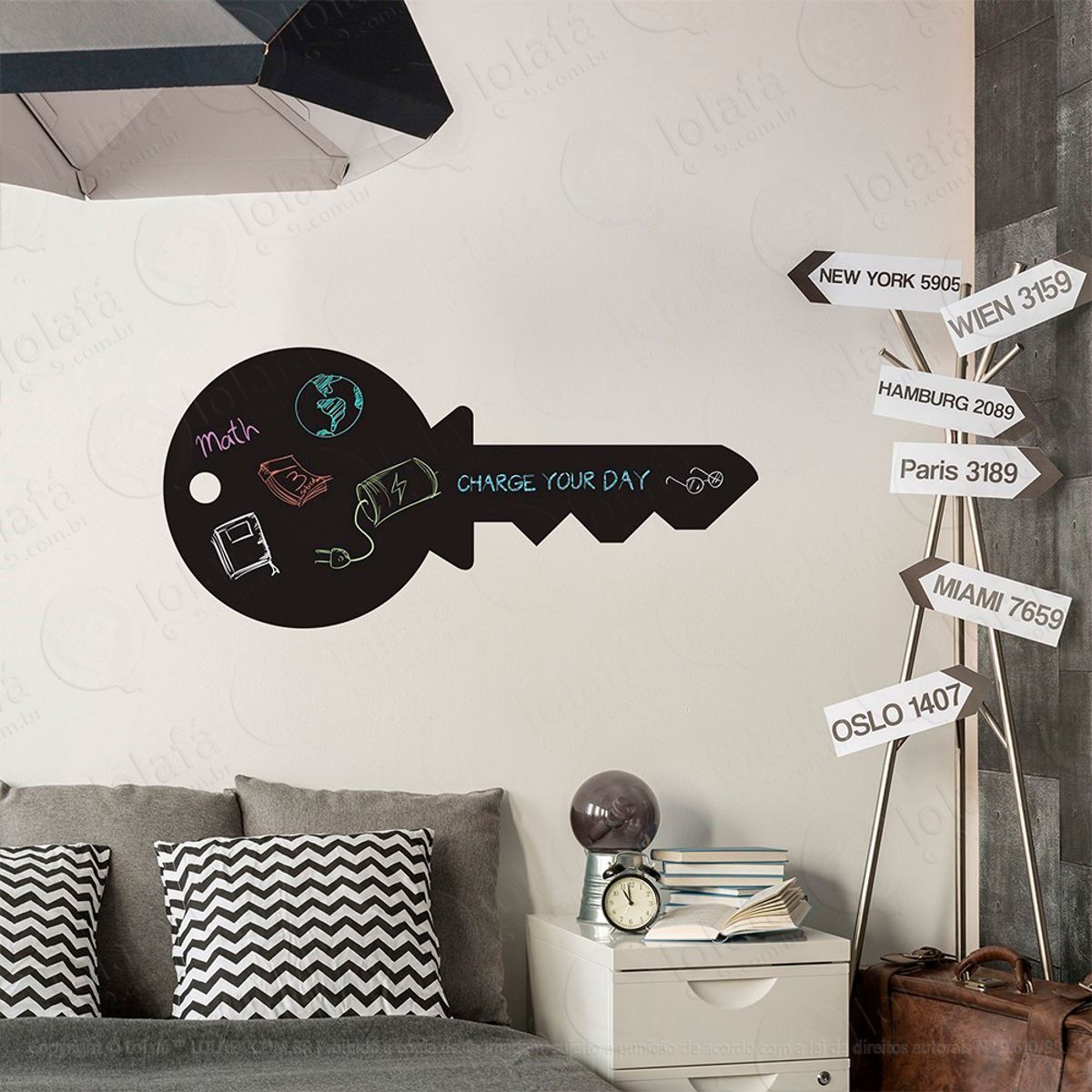 Chave Adesivo Lousa Quadro Negro de Parede para Escrever com Giz Mod:109