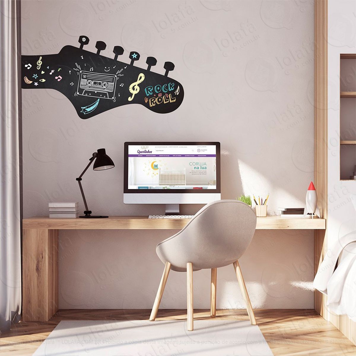 Violão Adesivo Lousa Quadro Negro de Parede para Escrever com Giz Mod:121