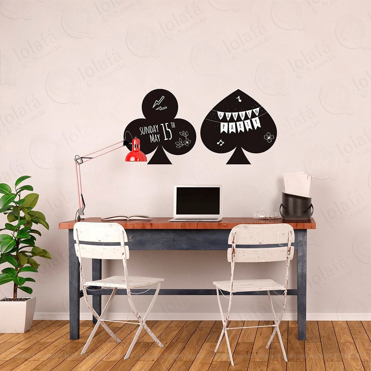 Símbolos de Baralho Adesivo Lousa Quadro Negro de Parede para Escrever com Giz Mod:132