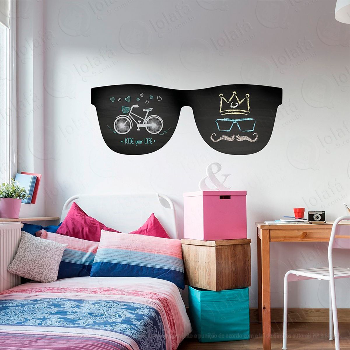 Óculos Adesivo Lousa Quadro Negro de Parede para Escrever com Giz Mod:133