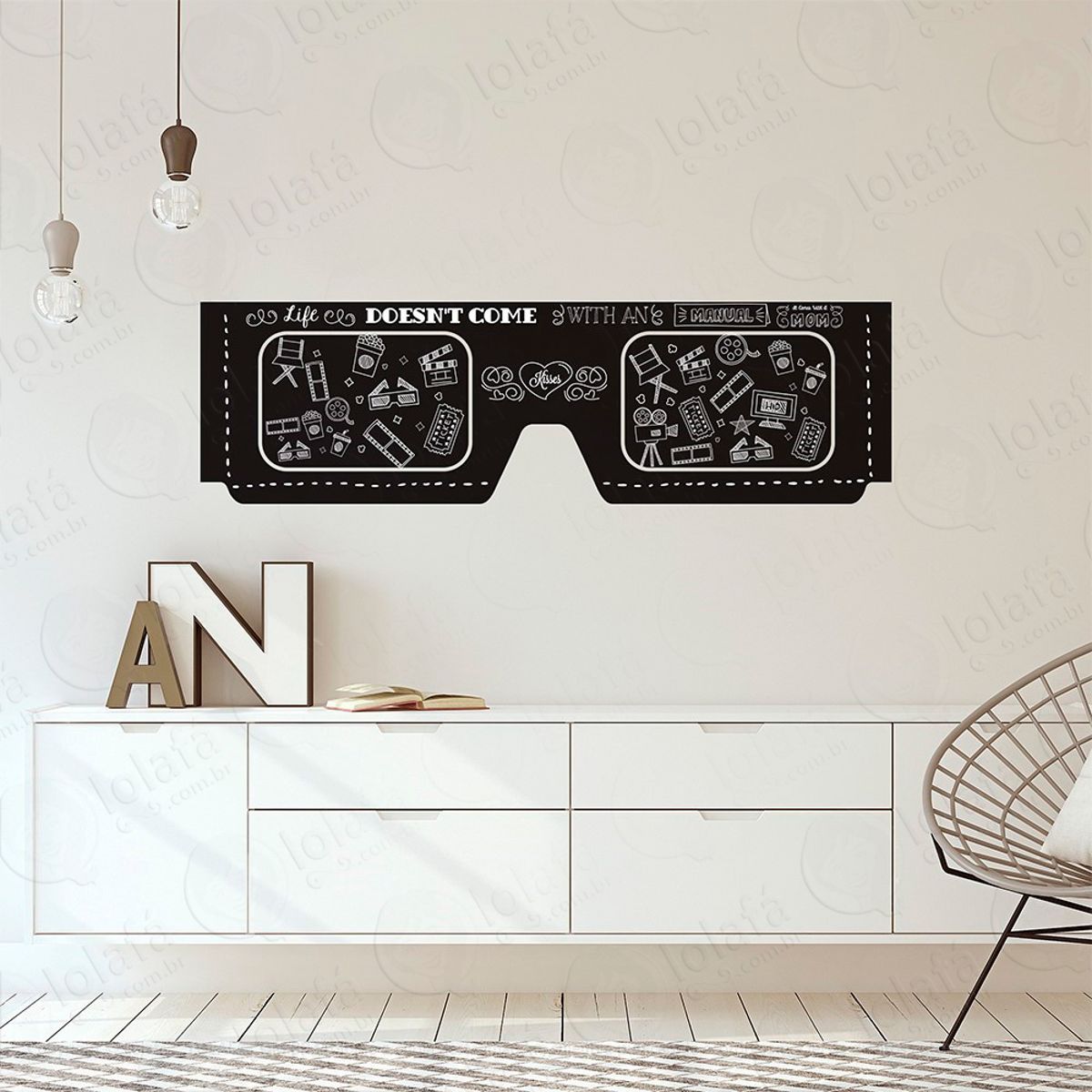 Óculos Adesivo Lousa Quadro Negro de Parede para Escrever com Giz Mod:134