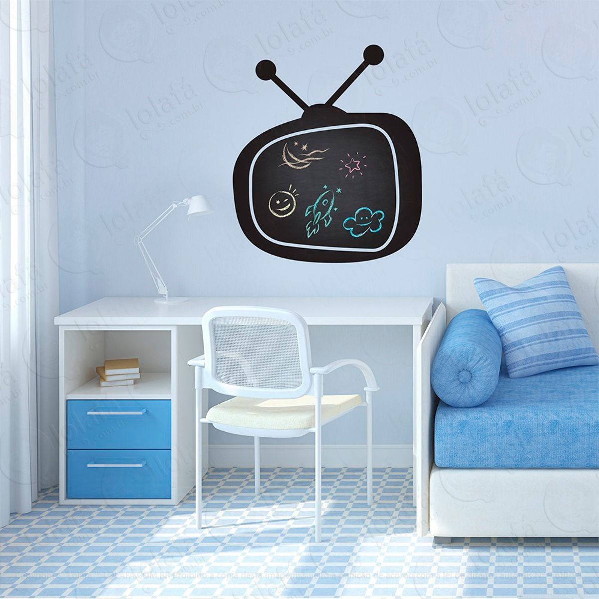 Televisão Adesivo Lousa Quadro Negro de Parede para Escrever com Giz Mod:141
