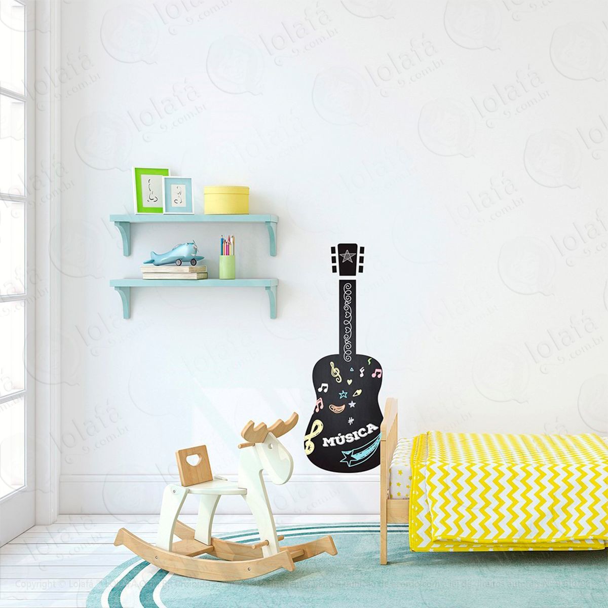 Violão Adesivo Lousa Quadro Negro de Parede para Escrever com Giz Mod:142