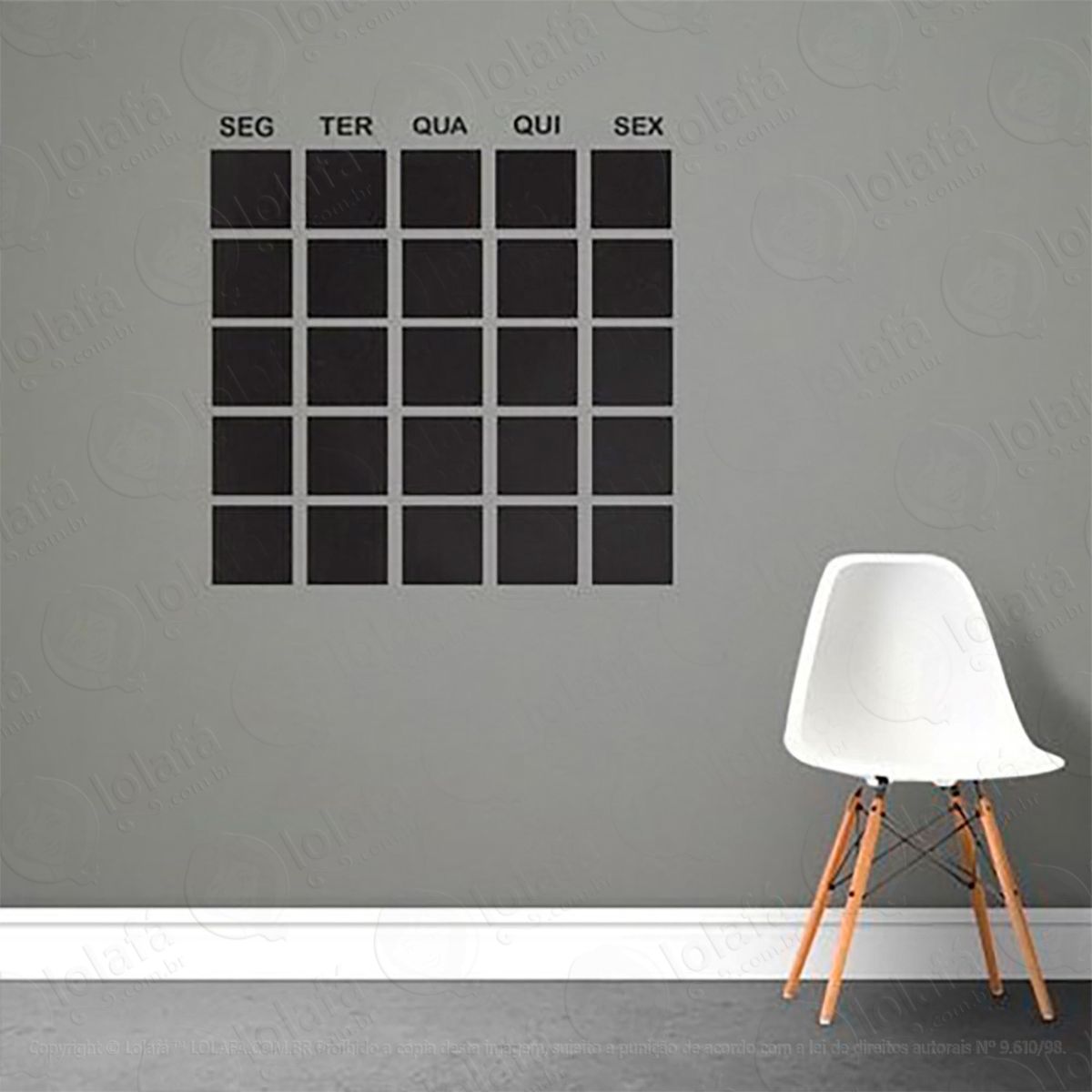 Calendário Adesivo Lousa Quadro Negro de Parede para Escrever com Giz Mod:261
