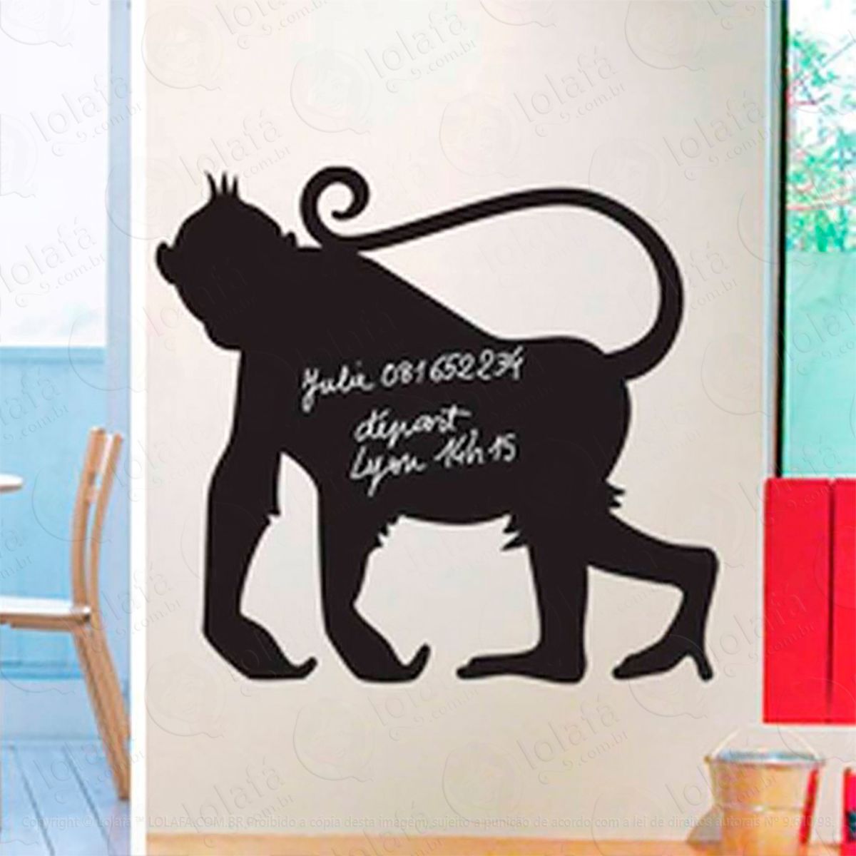Macaco Adesivo Lousa Quadro Negro de Parede para Escrever com Giz Mod:275