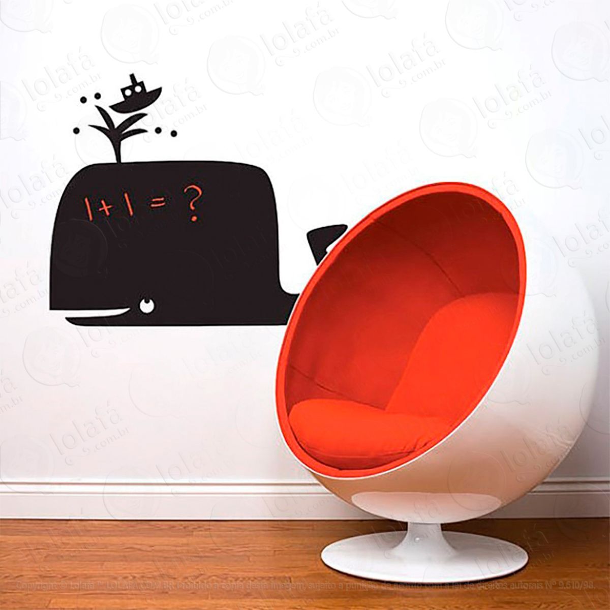 Baleia Adesivo Lousa Quadro Negro de Parede para Escrever com Giz Mod:276