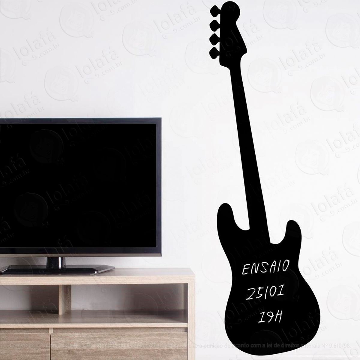 Guitarra Adesivo Lousa Quadro Negro de Parede para Escrever com Giz Mod:283