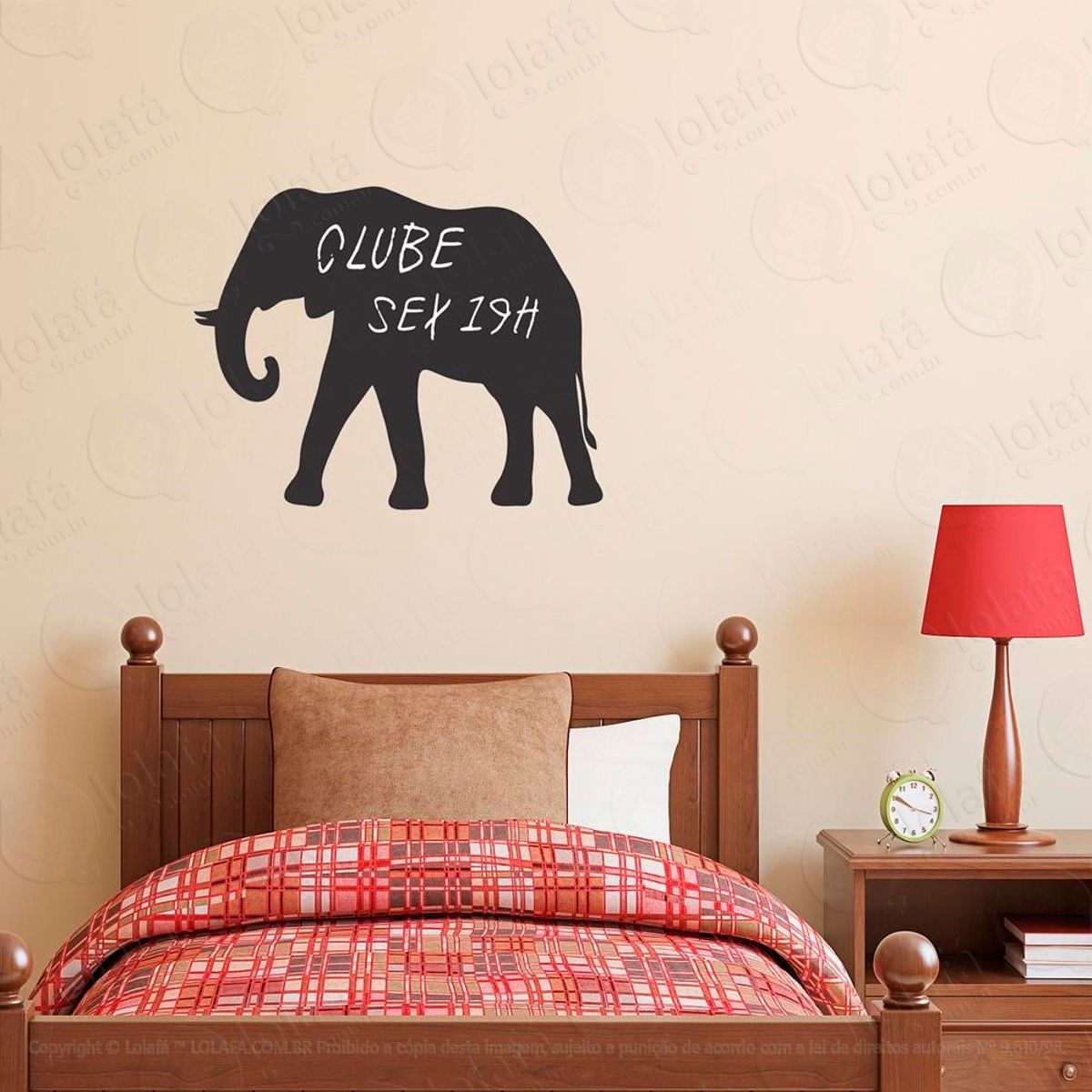 Elefante Adesivo Lousa Quadro Negro de Parede para Escrever com Giz Mod:293