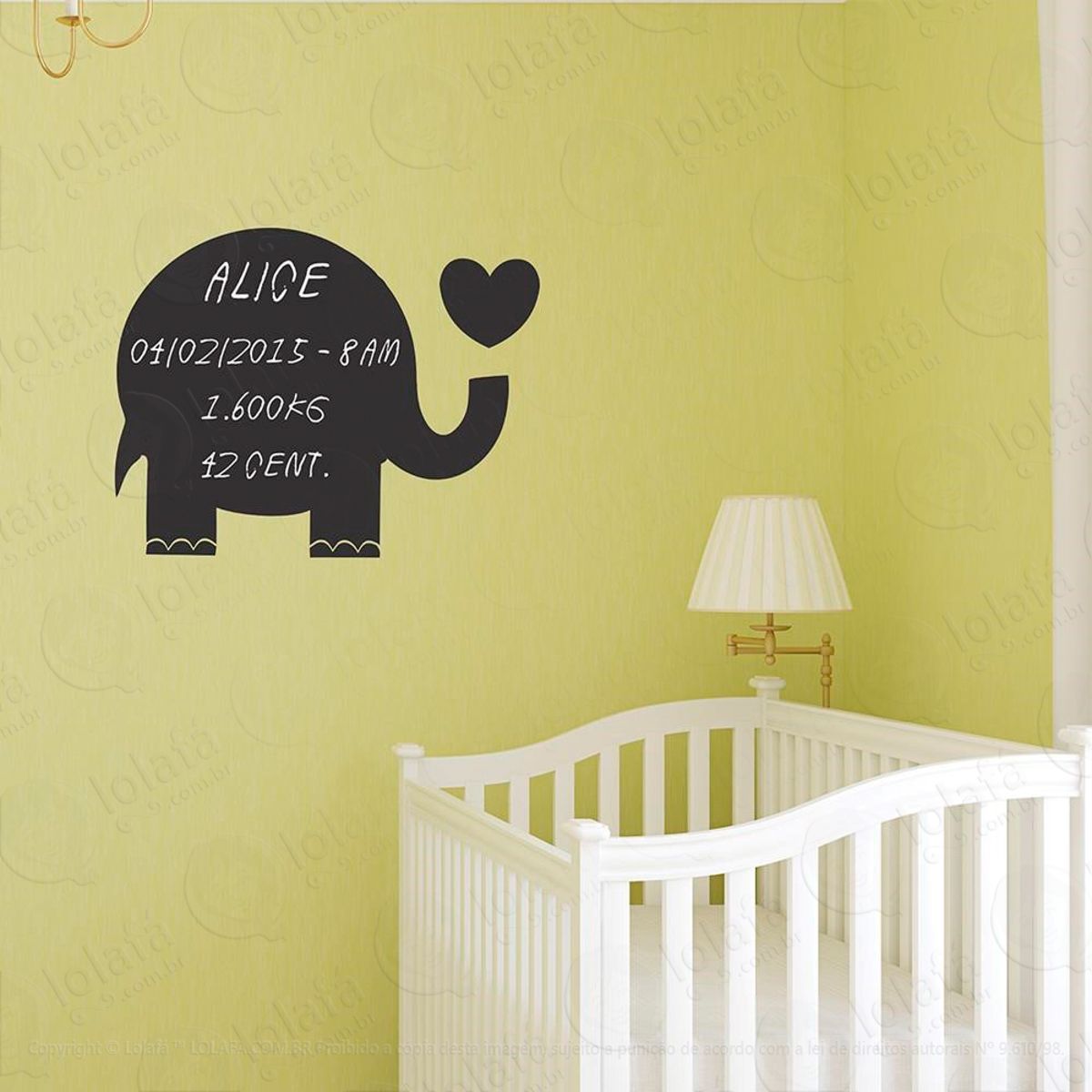 Elefante Adesivo Lousa Quadro Negro de Parede para Escrever com Giz Mod:294