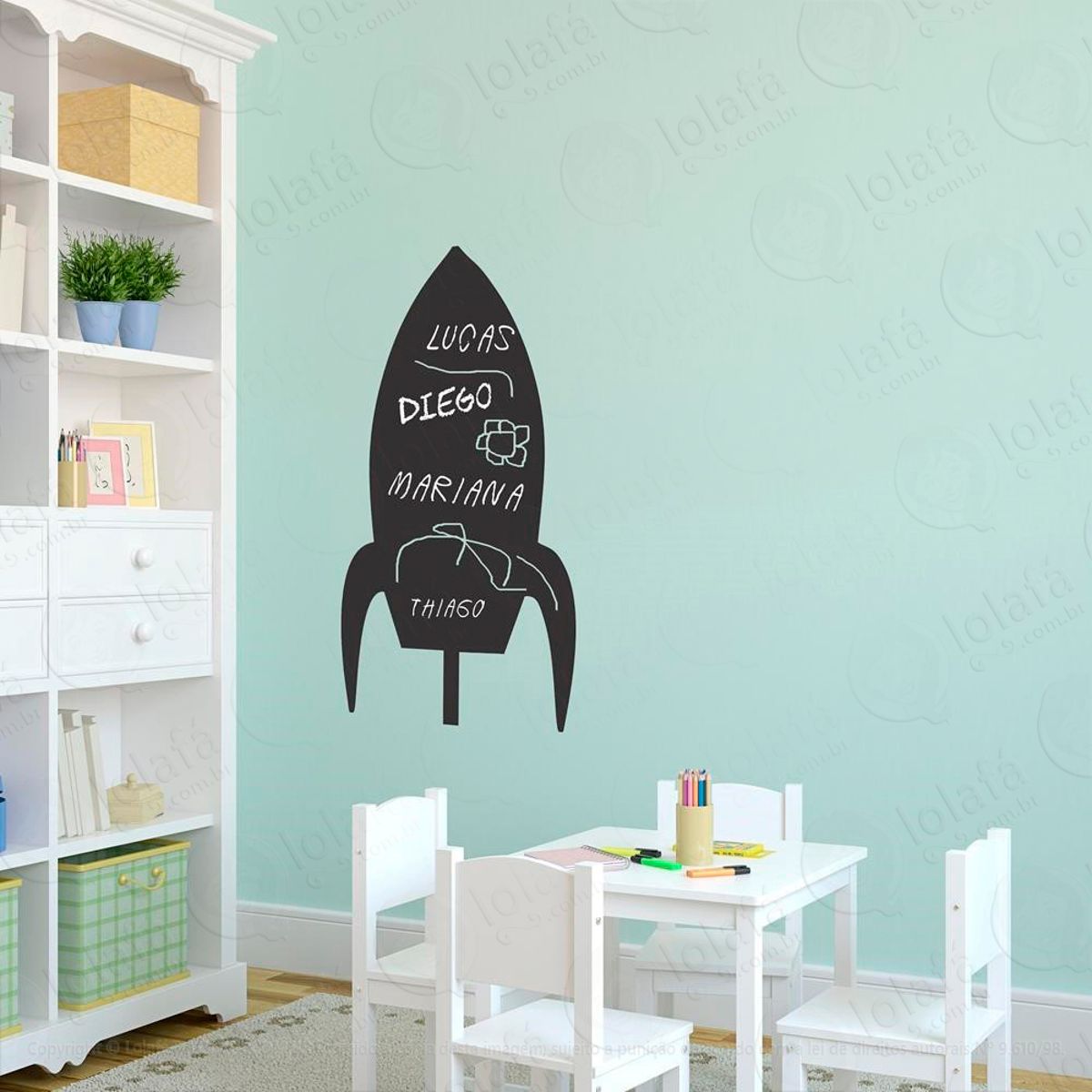 Foguete Adesivo Lousa Quadro Negro de Parede para Escrever com Giz Mod:296