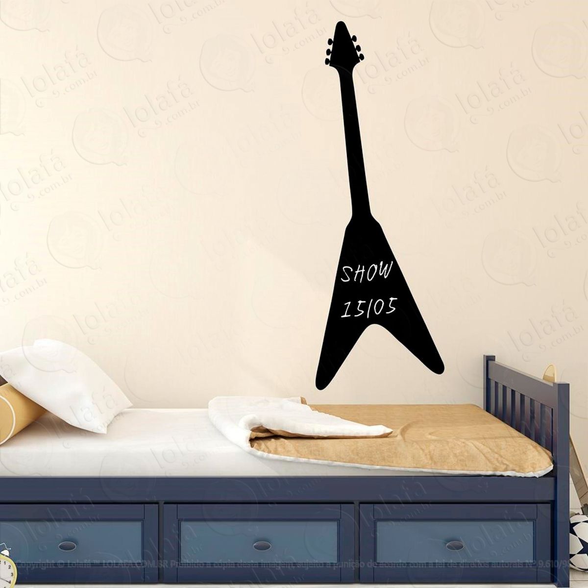 Guitarra Adesivo Lousa Quadro Negro de Parede para Escrever com Giz Mod:297