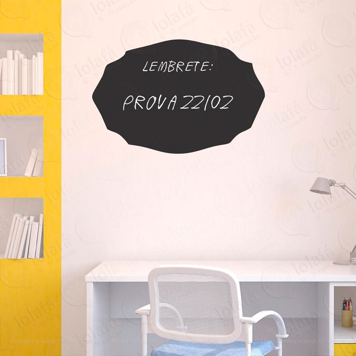 Moldura Adesivo Lousa Quadro Negro de Parede para Escrever com Giz Mod:300
