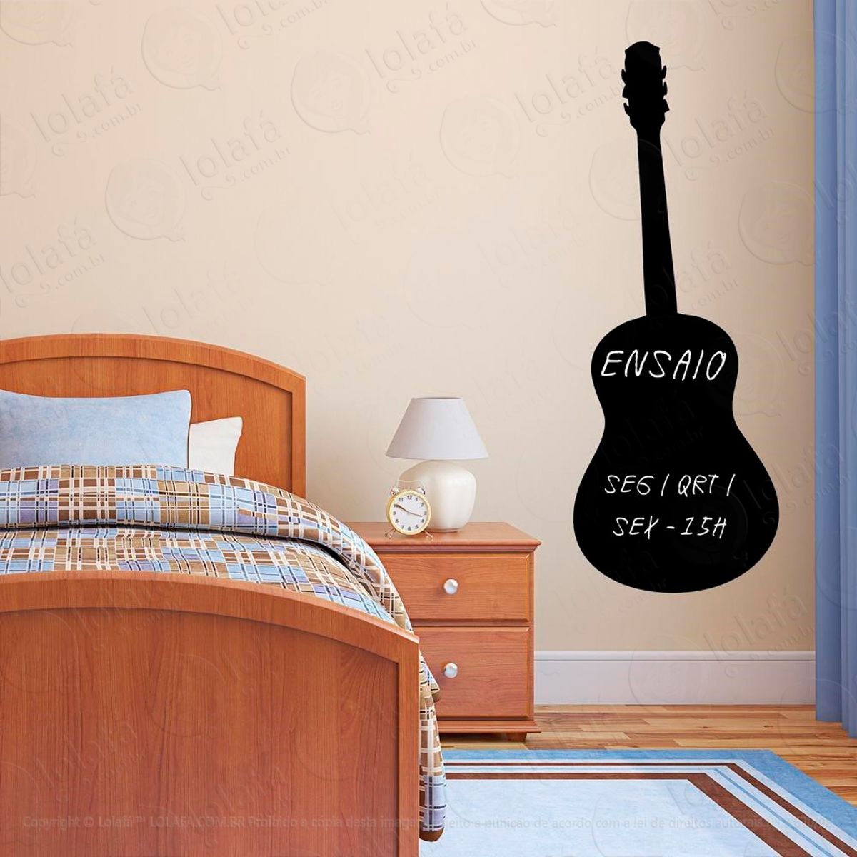 Violão Adesivo Lousa Quadro Negro de Parede para Escrever com Giz Mod:310
