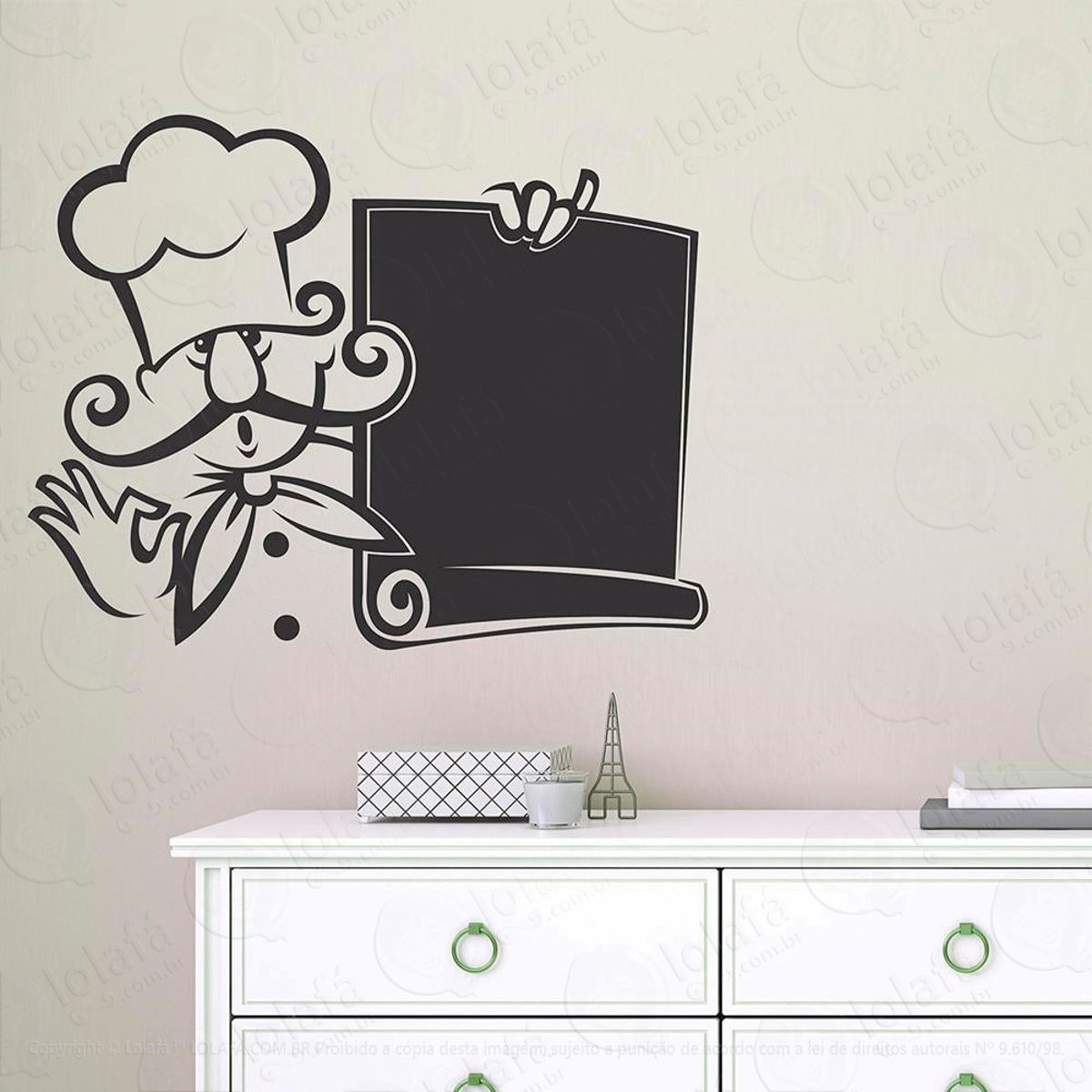 Cozinheiro Adesivo Lousa Quadro Negro de Parede para Escrever com Giz Mod:312