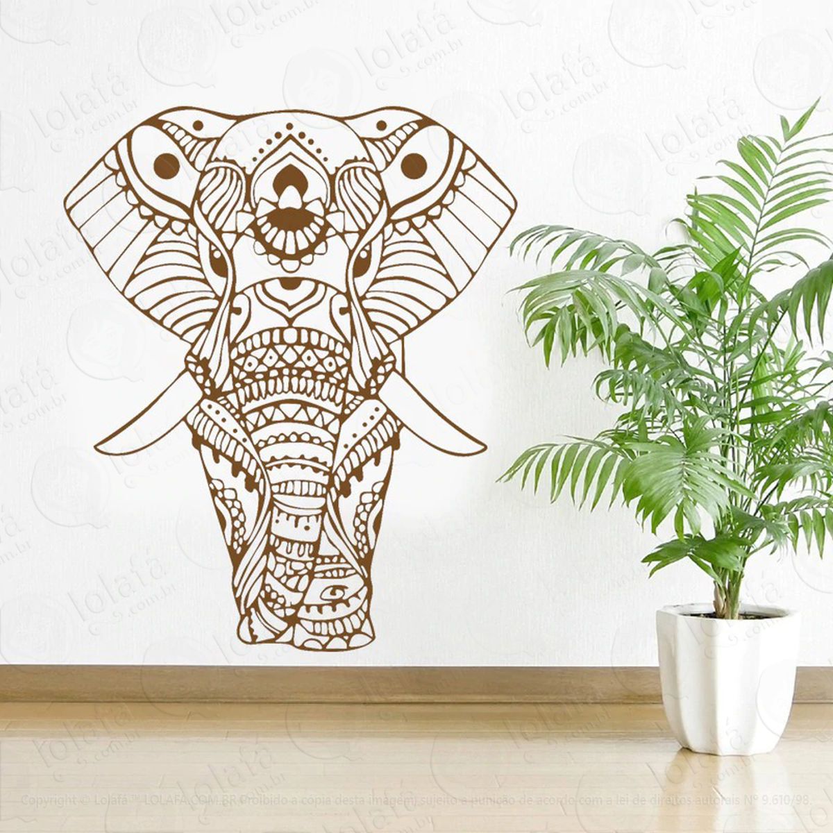 Mandala Elefante para Atrair Dinheiro Adesivo de Parede Decorativo para Casa, Quarto, Sala e Vidro Mod:8