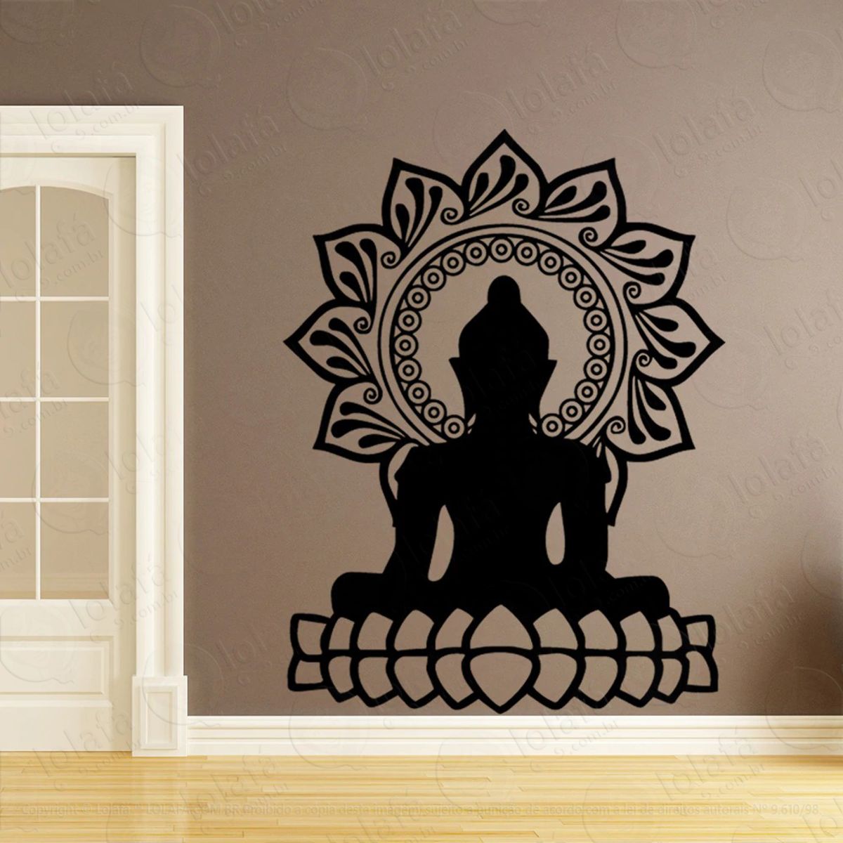 Mandala Buda para Meditação e Equilíbrio Adesivo de Parede Decorativo para Casa, Quarto, Sala e Vidro Mod:9