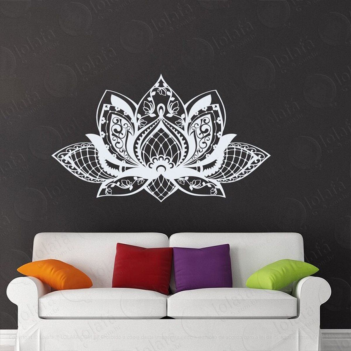 Mandala Flor de Lótus para Cultivar Boas Energias Adesivo de Parede Decorativo para Casa, Quarto, Sala e Vidro Mod:14