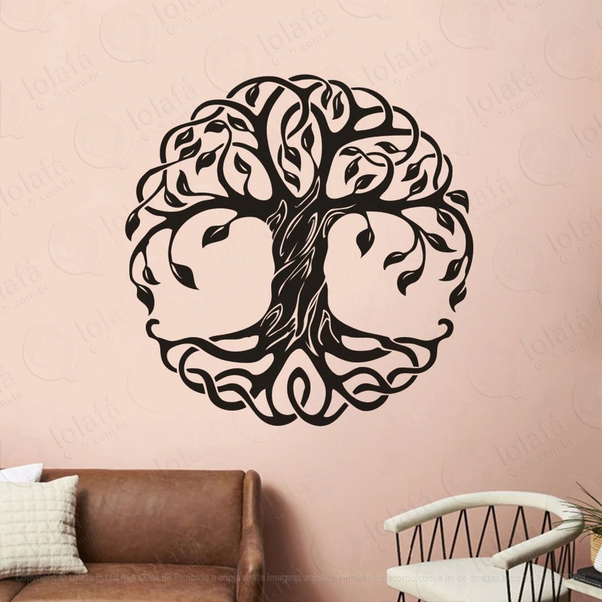 Mandala Árvore da Vida para Busca pela Força de Viver Adesivo de Parede Decorativo para Casa, Quarto, Sala e Vidro Mod:21