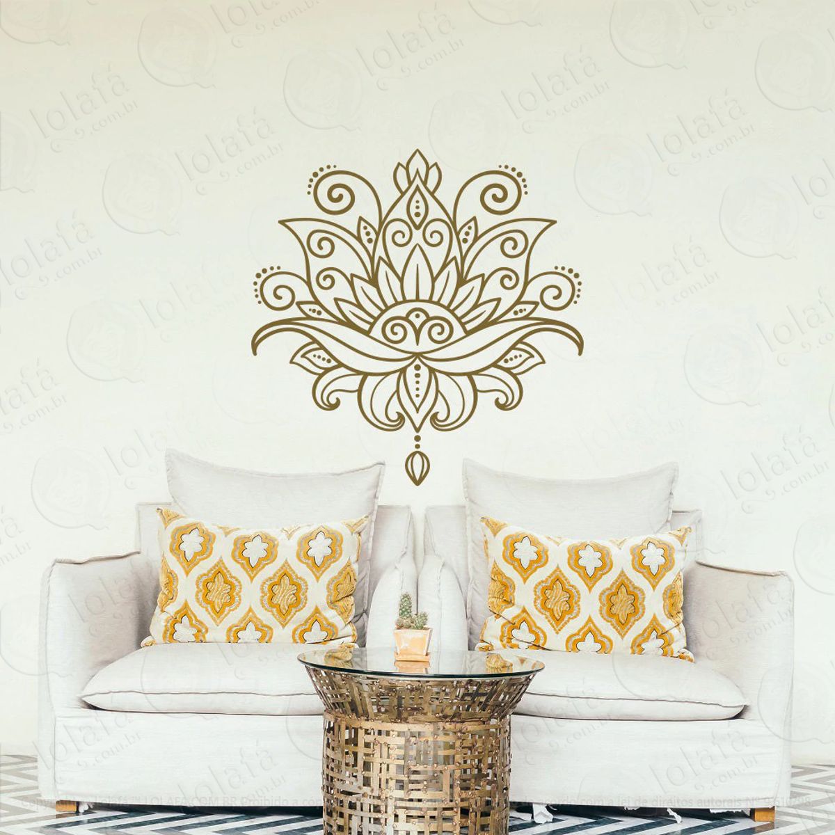 Mandala Flor de Lótus para Cultivar o Amor Adesivo de Parede Decorativo para Casa, Quarto, Sala e Vidro Mod:25