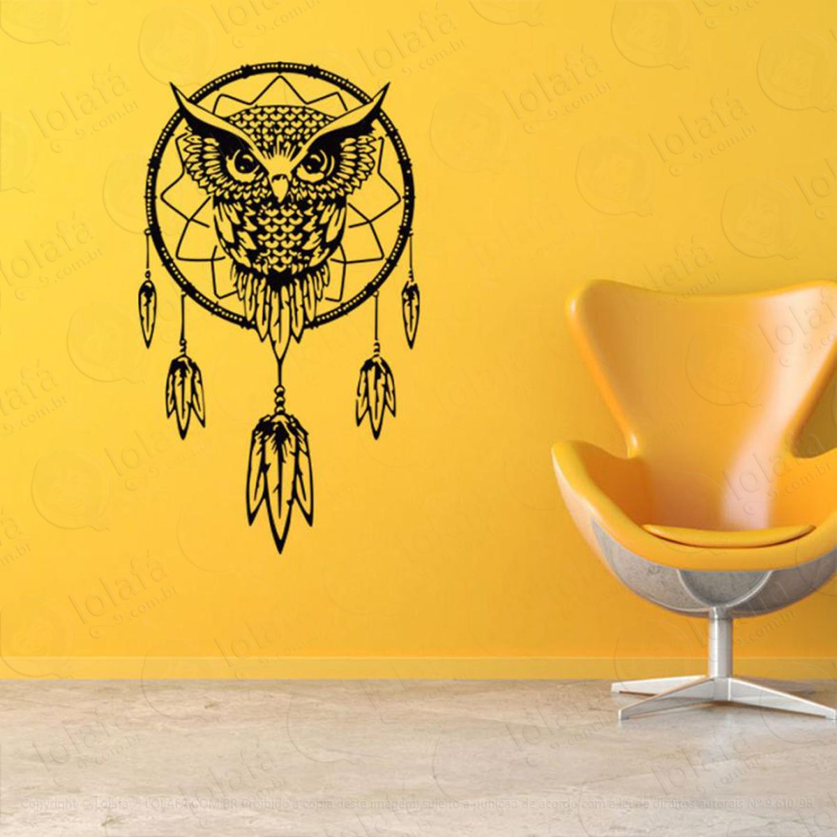 Mandala Coruja Filtro dos Sonhos Adesivo de Parede Decorativo para Casa, Quarto, Sala e Vidro Mod:28