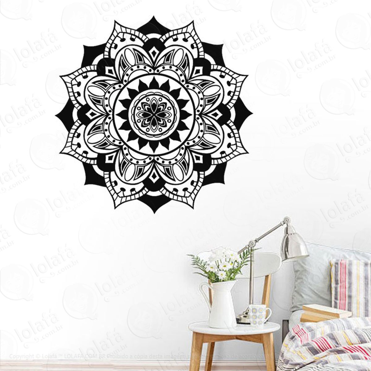 Mandala Para Saúde e Bem-Estar Adesivo de Parede Decorativo para Casa, Quarto, Sala e Vidro Mod:30