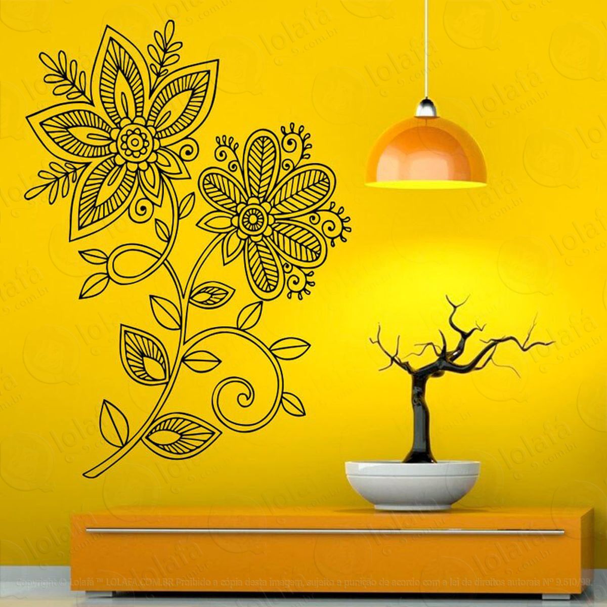 Mandala Floral Seja Alegria Adesivo de Parede Decorativo para Casa, Quarto, Sala e Vidro Mod:36