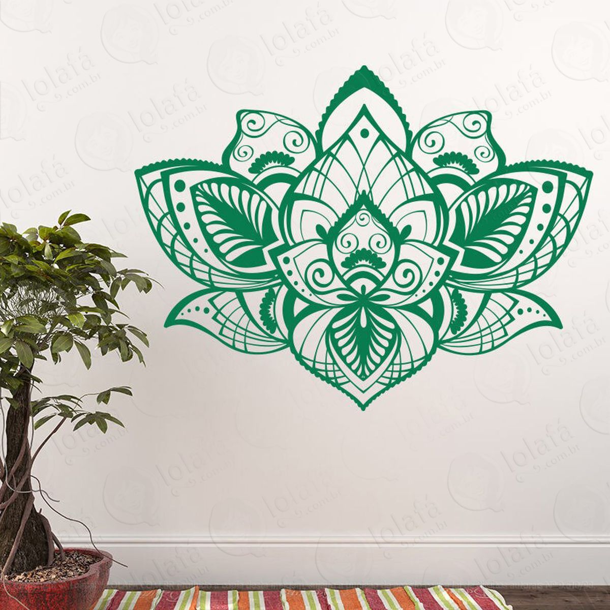 Mandala Flor de Lótus para Cultivar a Fé Adesivo de Parede Decorativo para Casa, Quarto, Sala e Vidro Mod:37