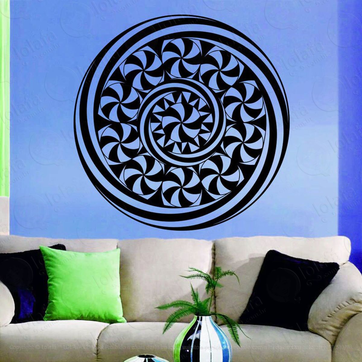 Mandala Da Força Interior Adesivo de Parede Decorativo para Casa, Quarto, Sala e Vidro Mod:41
