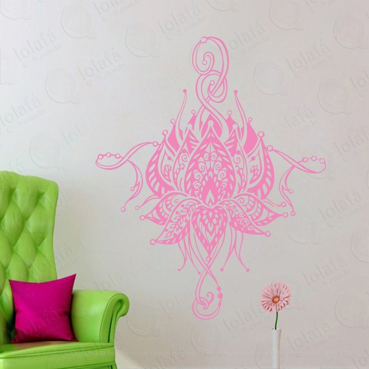 Mandala Flor de Lótus para Cultivar a Sabedoria Adesivo de Parede Decorativo para Casa, Quarto, Sala e Vidro Mod:45