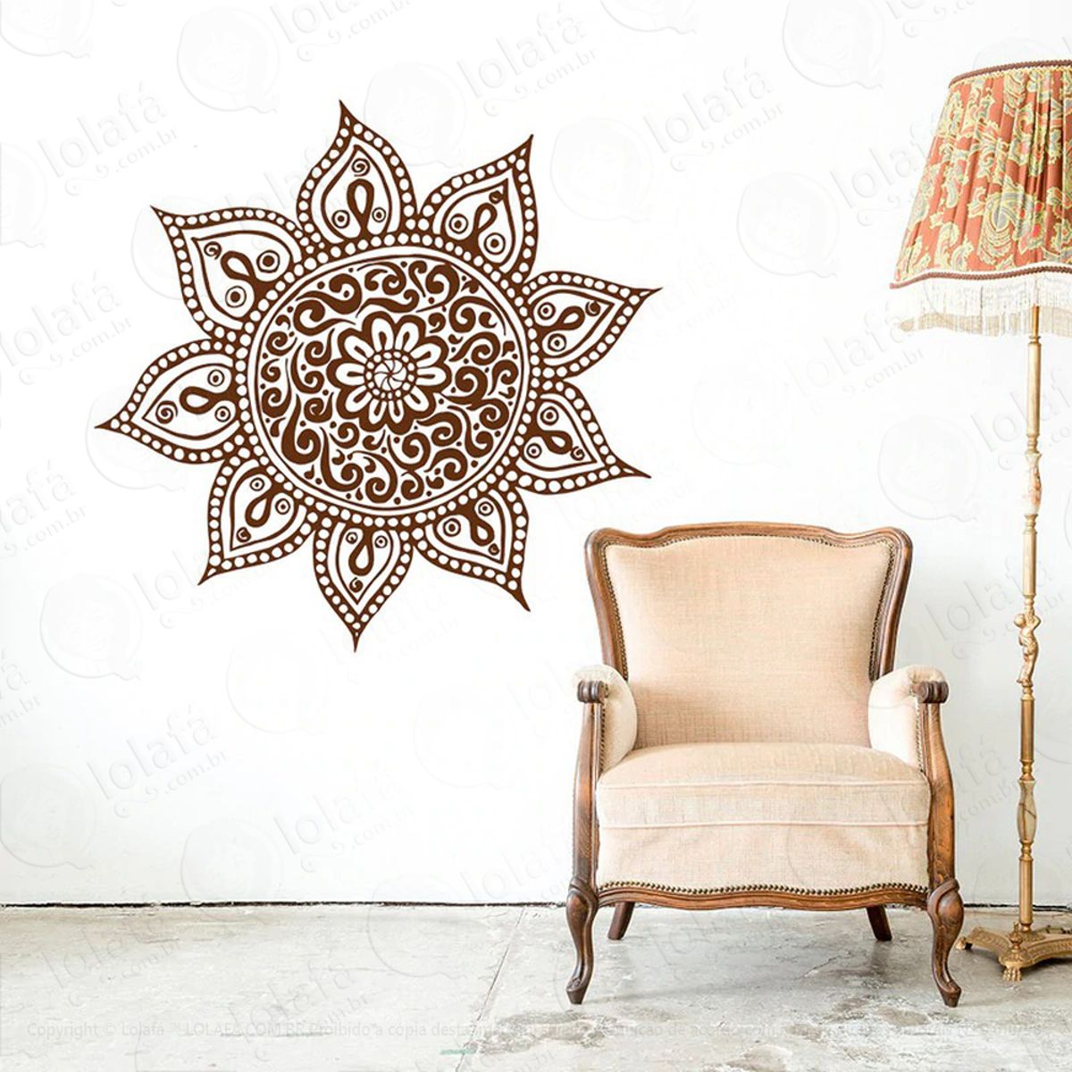 Mandala Da Gratidão pela Vida Adesivo de Parede Decorativo para Casa, Quarto, Sala e Vidro Mod:47