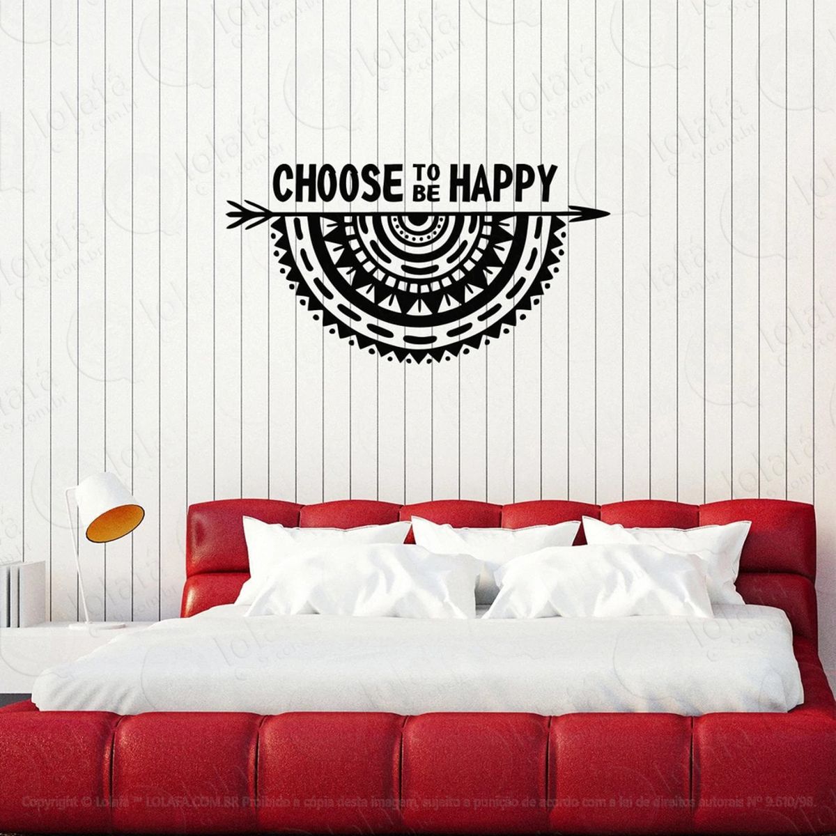 Mandala Escolha Ser Feliz Adesivo de Parede Decorativo para Casa, Quarto, Sala e Vidro Mod:61
