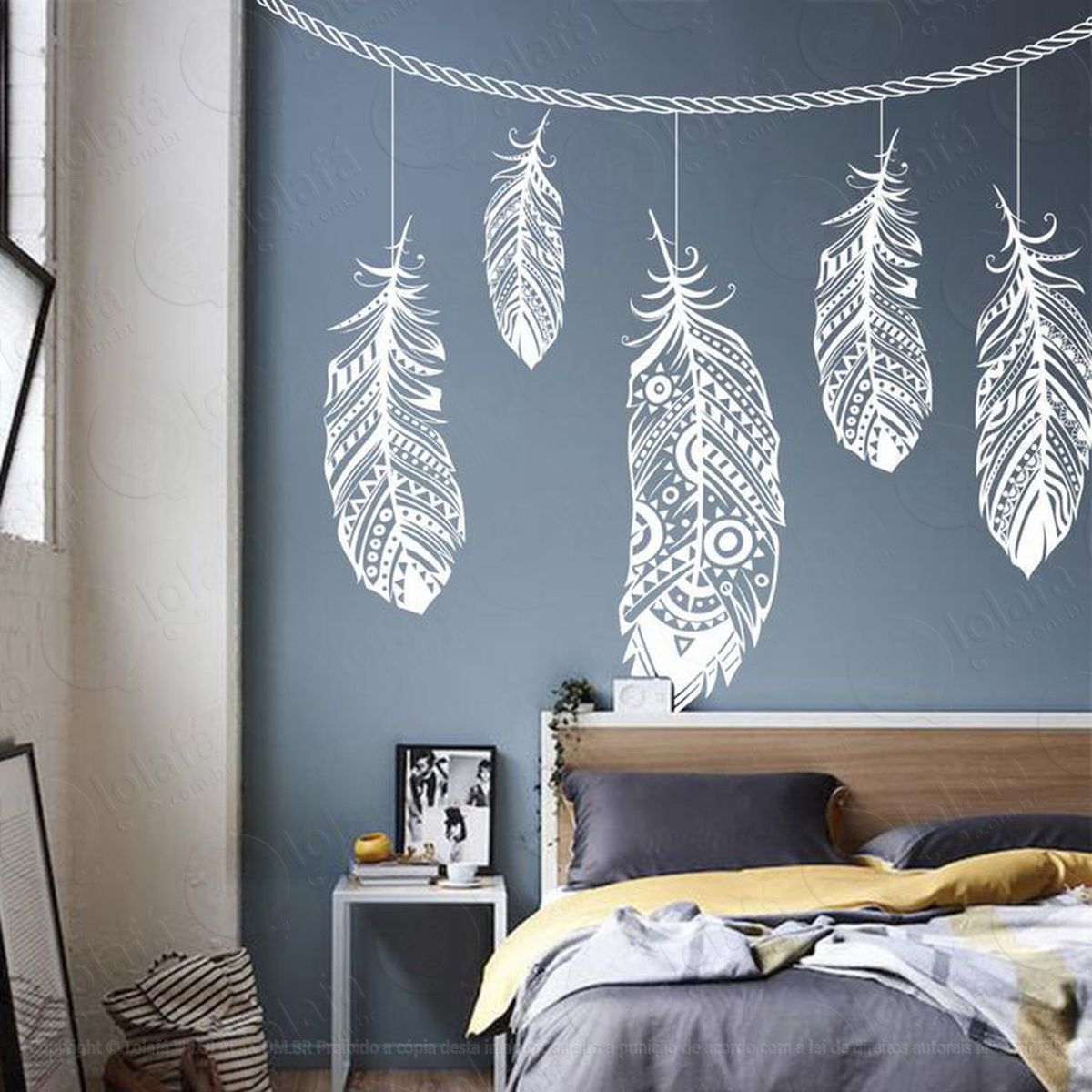 Mandala Penas Filtro dos Sonhos Adesivo de Parede Decorativo para Casa, Quarto, Sala e Vidro Mod:63