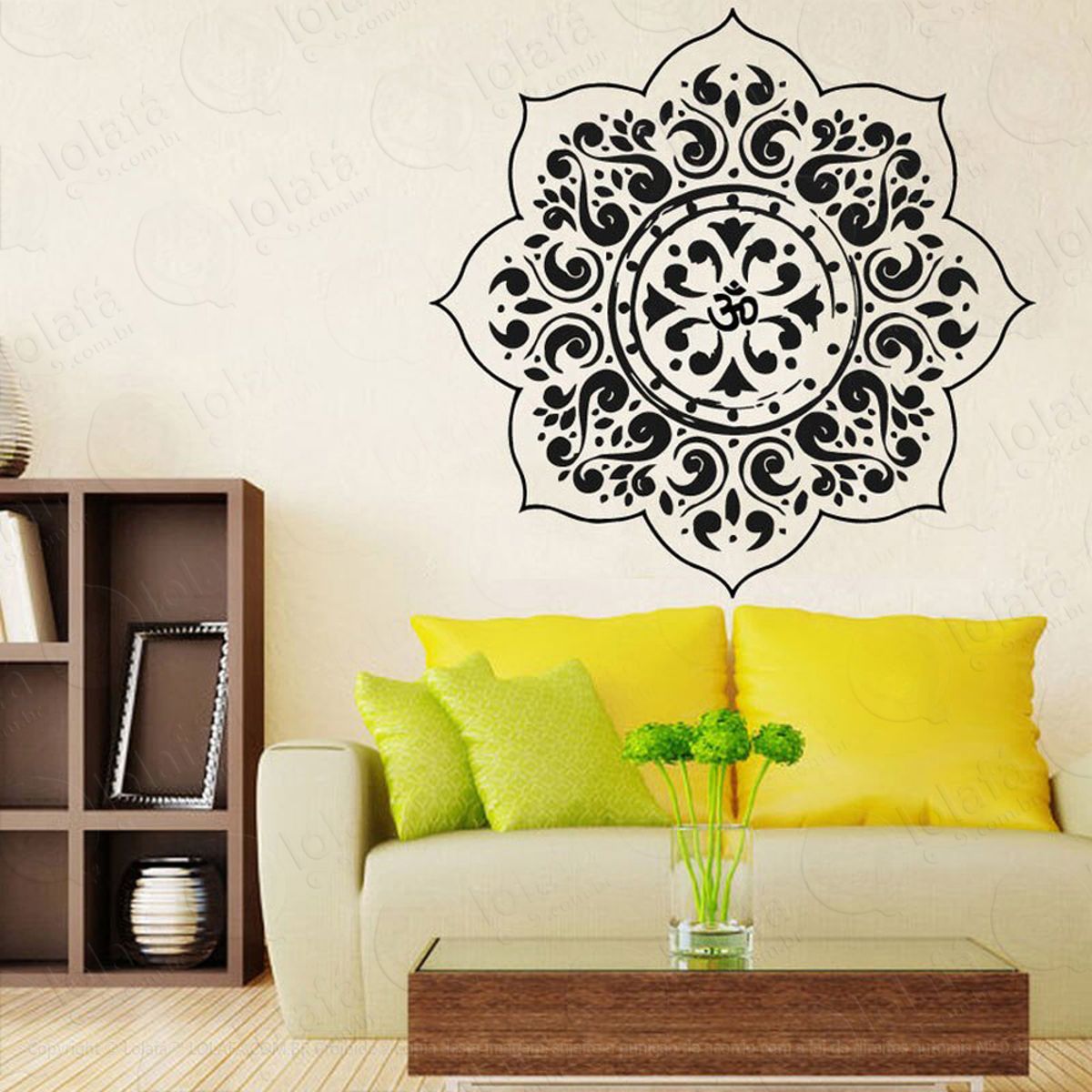 Mandala Para Sintonizar Corpo Mente e Espírito Adesivo de Parede Decorativo para Casa, Quarto, Sala e Vidro Mod:64