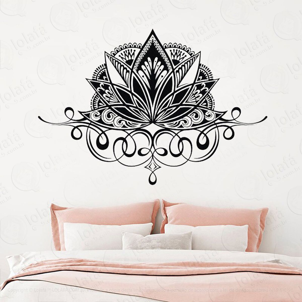 Mandala Flor de Lótus para Cultivar a Paz Adesivo de Parede Decorativo para Casa, Quarto, Sala e Vidro Mod:73