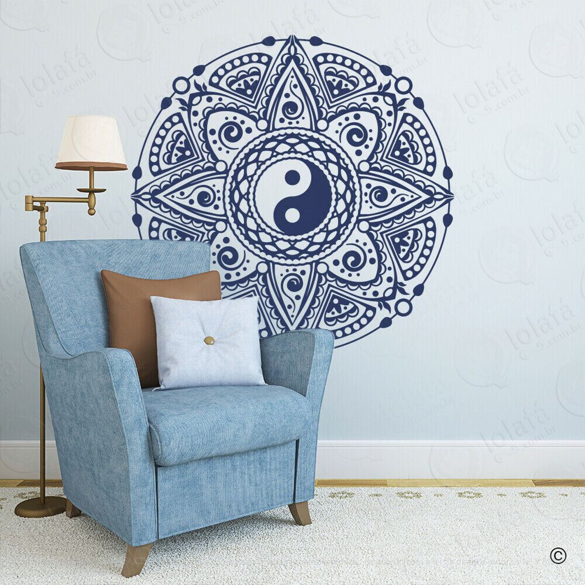 Mandala Yin Yang para Equilibrar as Energias Adesivo de Parede Decorativo para Casa, Quarto, Sala e Vidro Mod:75