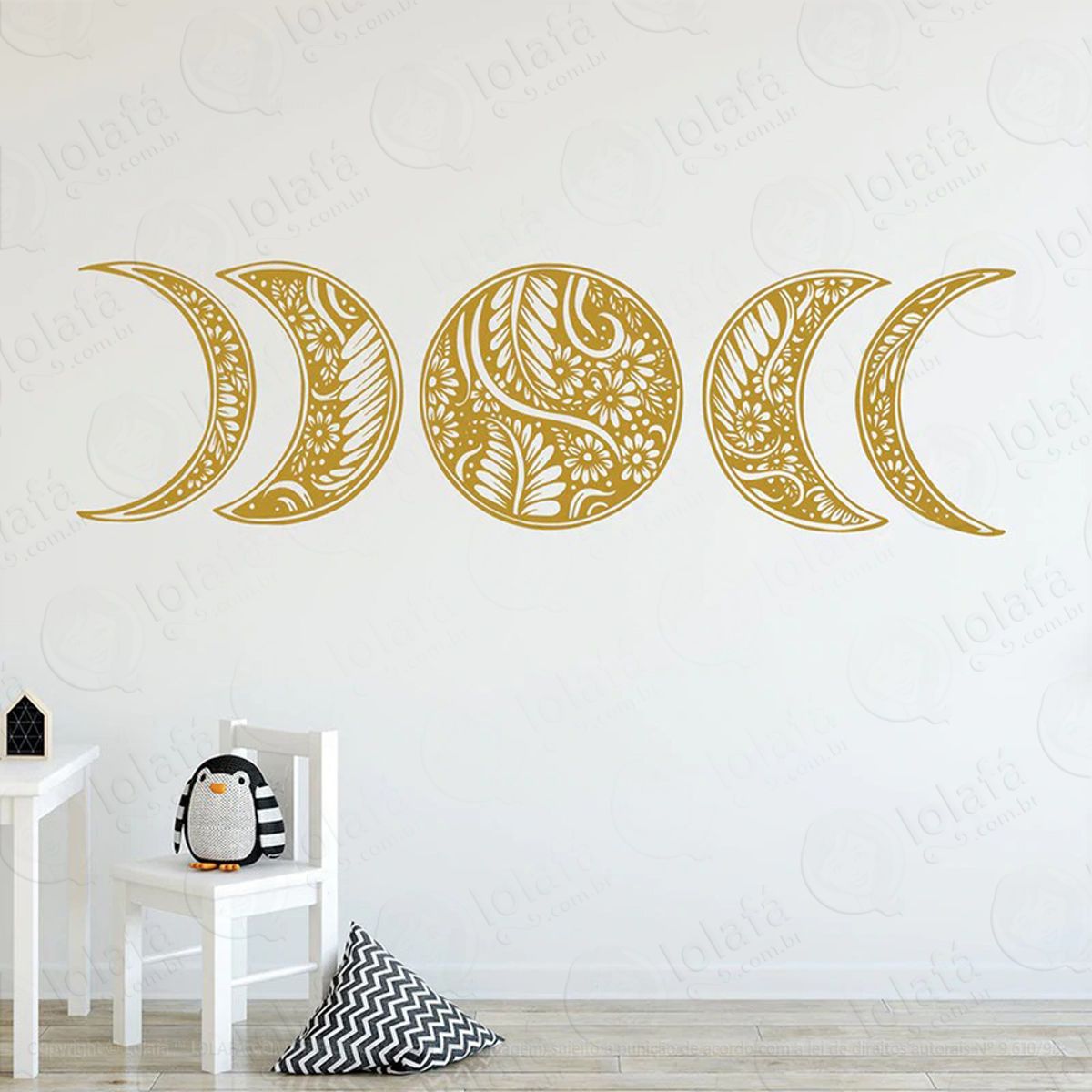 Mandala Fazes da Lua para Crescimento Espiritual Adesivo de Parede Decorativo para Casa, Quarto, Sala e Vidro Mod:82