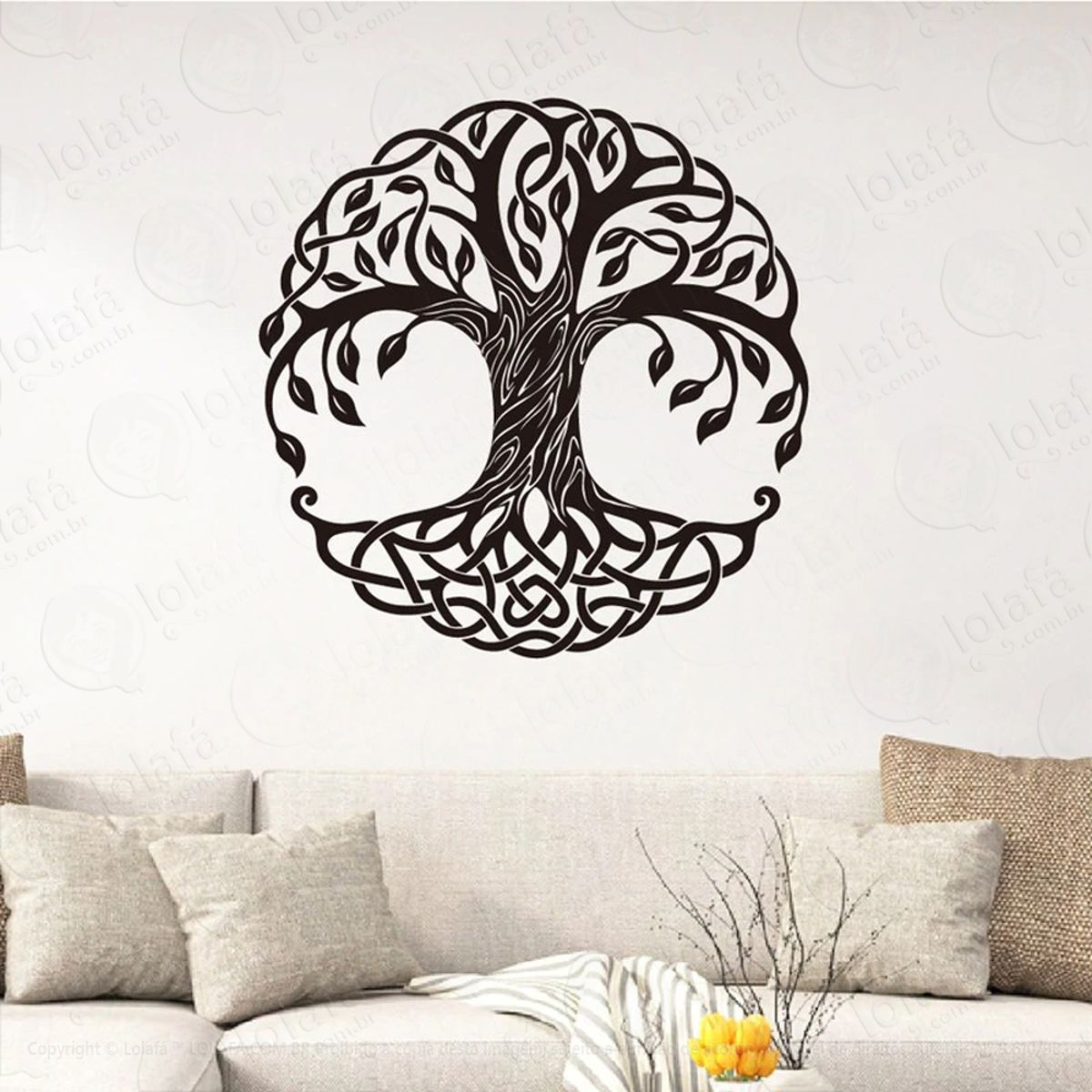 Mandala Árvore da Vida para Cultivar a Renovação Adesivo de Parede Decorativo para Casa, Quarto, Sala e Vidro Mod:85