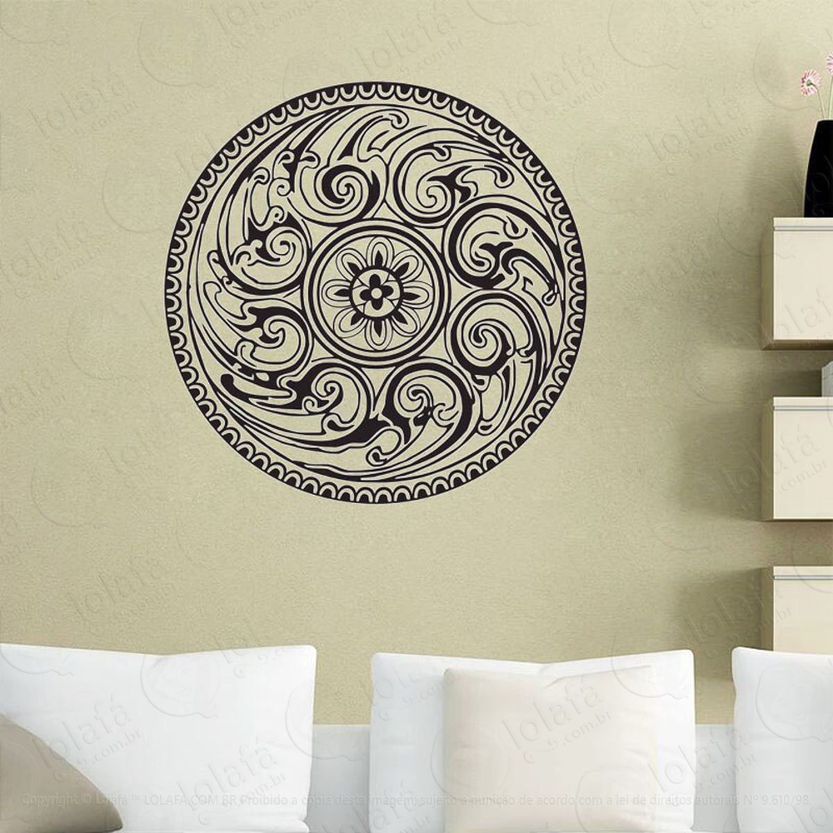 Mandala Para Cultivar a Gratidão Adesivo de Parede Decorativo para Casa, Quarto, Sala e Vidro Mod:88