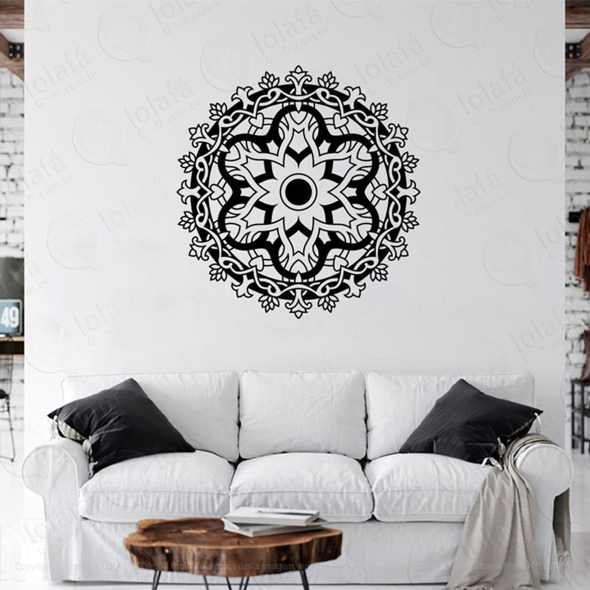 Mandala Para Atrair Alegria Adesivo de Parede Decorativo para Casa, Quarto, Sala e Vidro Mod:93
