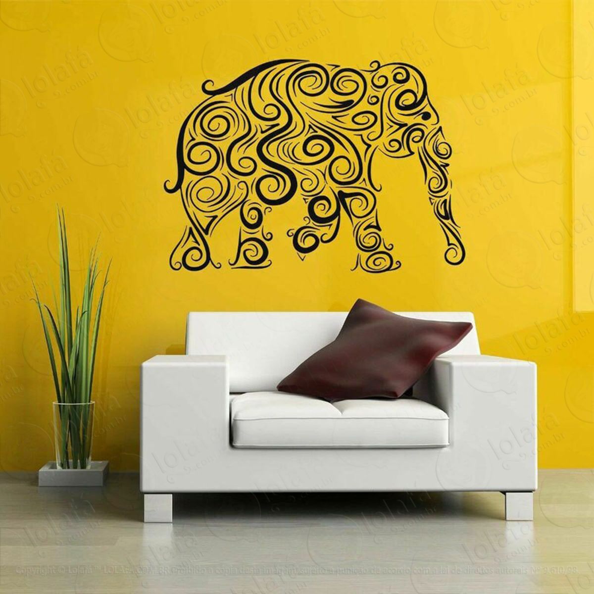 Mandala Elefante para Atrair Riqueza Adesivo de Parede Decorativo para Casa, Quarto, Sala e Vidro Mod:99