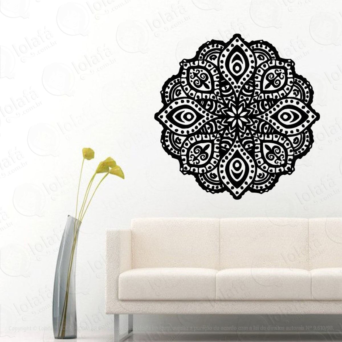 Mandala Para Recomeçar com Sabedoria Adesivo de Parede Decorativo para Casa, Quarto, Sala e Vidro Mod:104