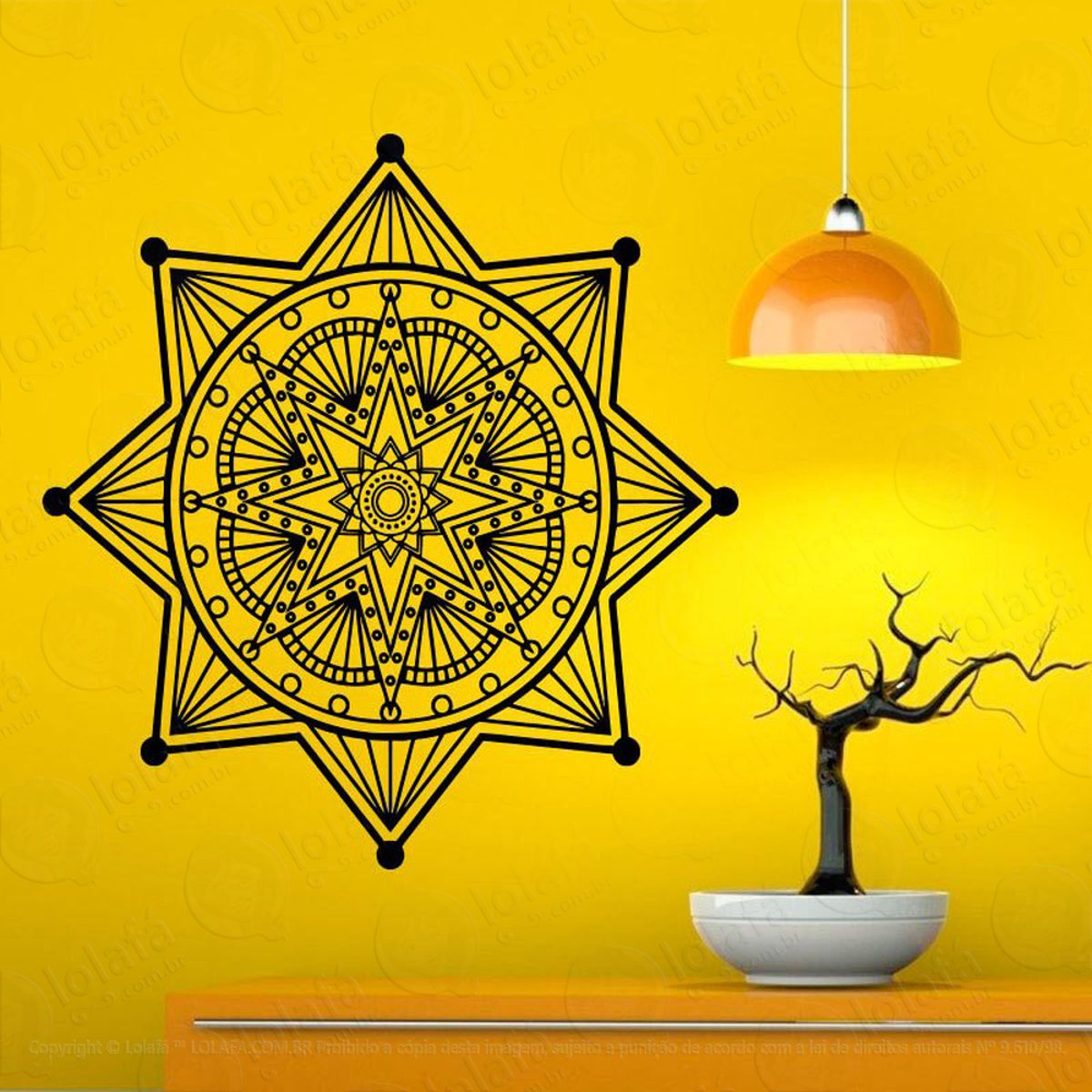 Mandala Para Cultivar a Riqueza e Prosperidade Adesivo de Parede Decorativo para Casa, Quarto, Sala e Vidro Mod:106