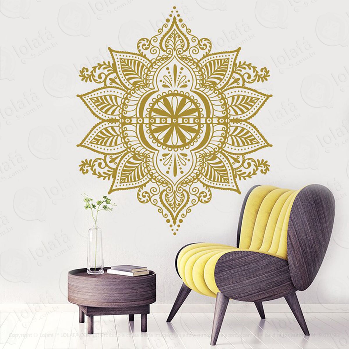 Mandala Para Atrair Boas Escolhas Adesivo de Parede Decorativo para Casa, Quarto, Sala e Vidro Mod:107