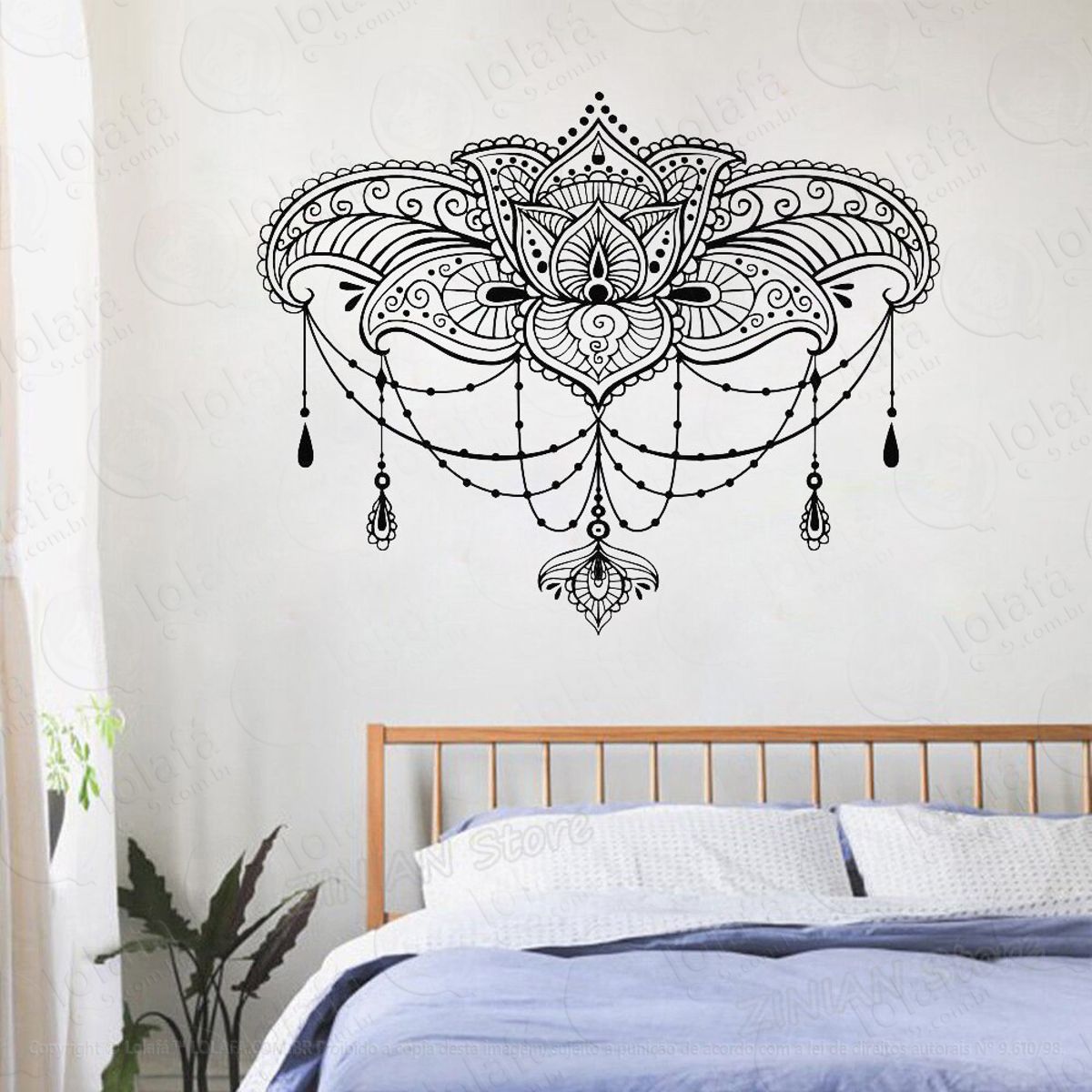 Mandala Flor de Lótus para Cultivar a Alegria Adesivo de Parede Decorativo para Casa, Quarto, Sala e Vidro Mod:110