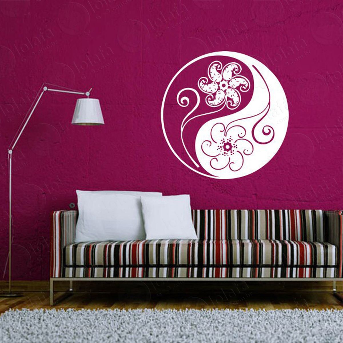 Mandala Yin Yang para Equilibrar as Energias Adesivo de Parede Decorativo para Casa, Quarto, Sala e Vidro Mod:113