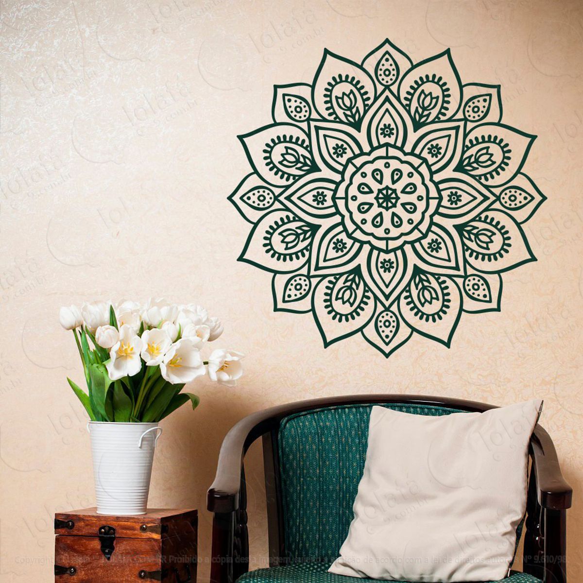Mandala Seja Otimista Adesivo de Parede Decorativo para Casa, Quarto, Sala e Vidro Mod:119