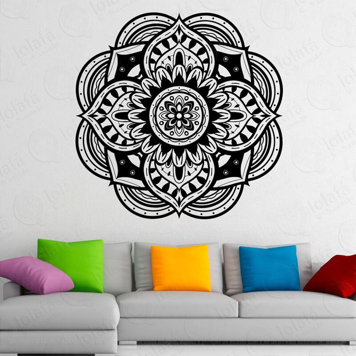Mandala Das Boas Vibrações Adesivo de Parede Decorativo para Casa, Quarto, Sala e Vidro Mod:125