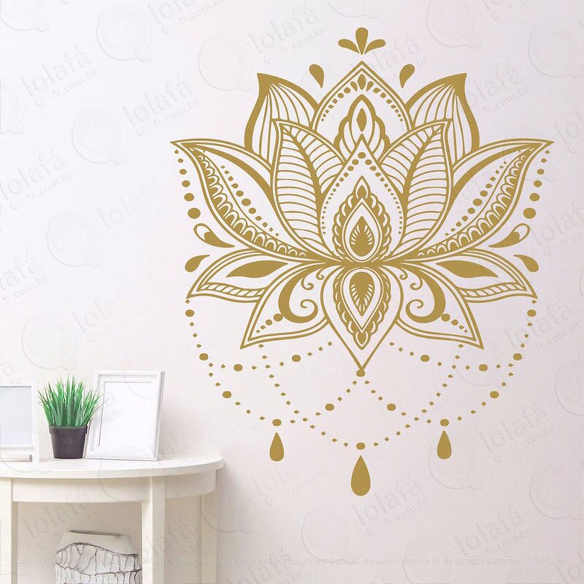 Mandala Flor de Lótus para Cultivar o Otimismo Adesivo de Parede Decorativo para Casa, Quarto, Sala e Vidro Mod:130
